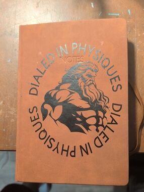 Leather-Look Brown Men's Notebook Cover with Graphic